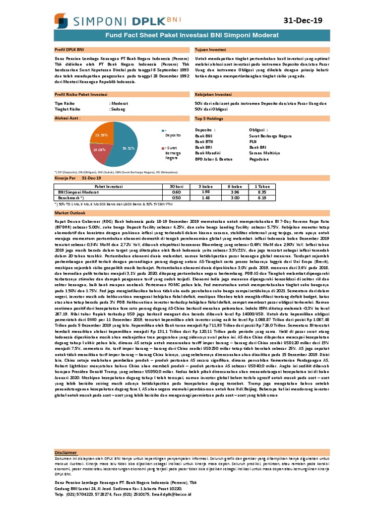 Paket Investasi BNI Simponi Moderat | PDF