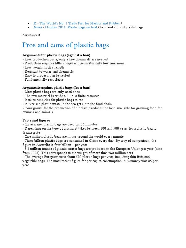 Plastic Bag Pros Cons | PDF