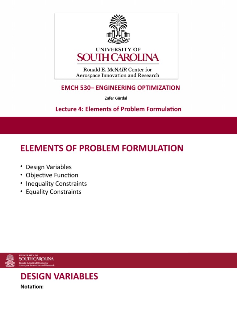 The four pillars of effective problem formulation design variables