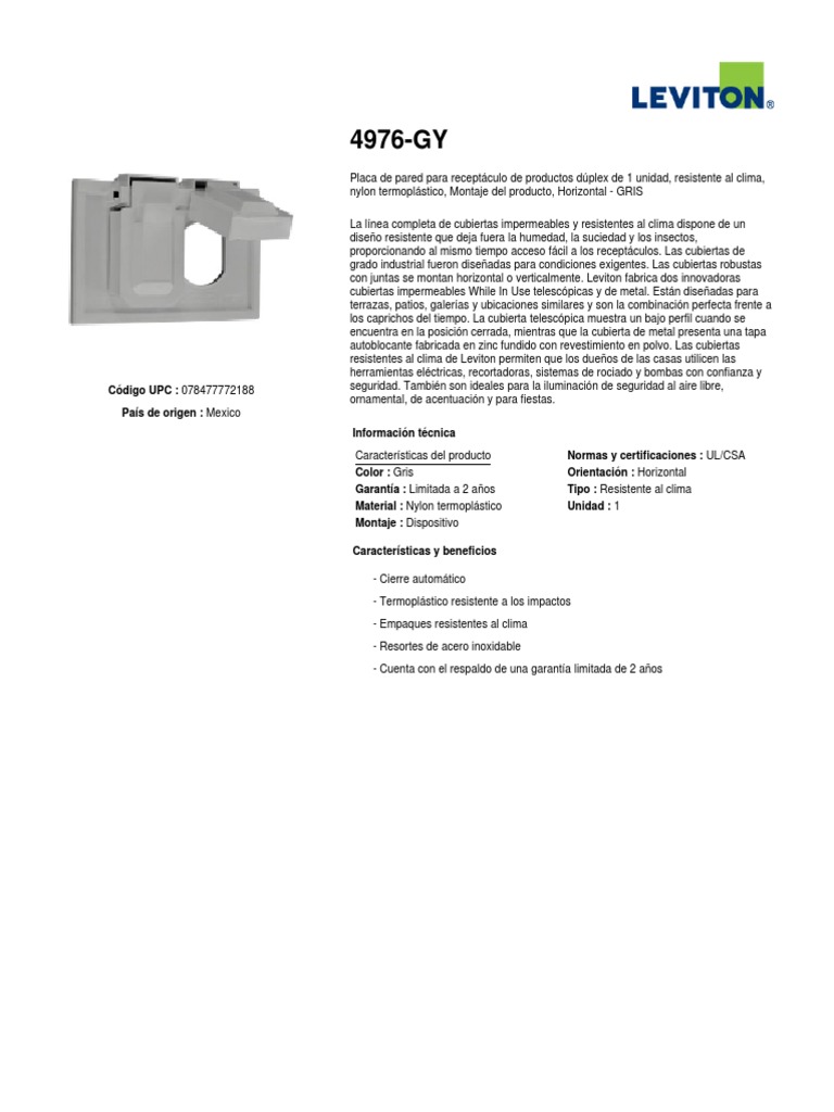 Product Spec or Info Sheet - 4976-GY | PDF | Elementos químicos | Rieles