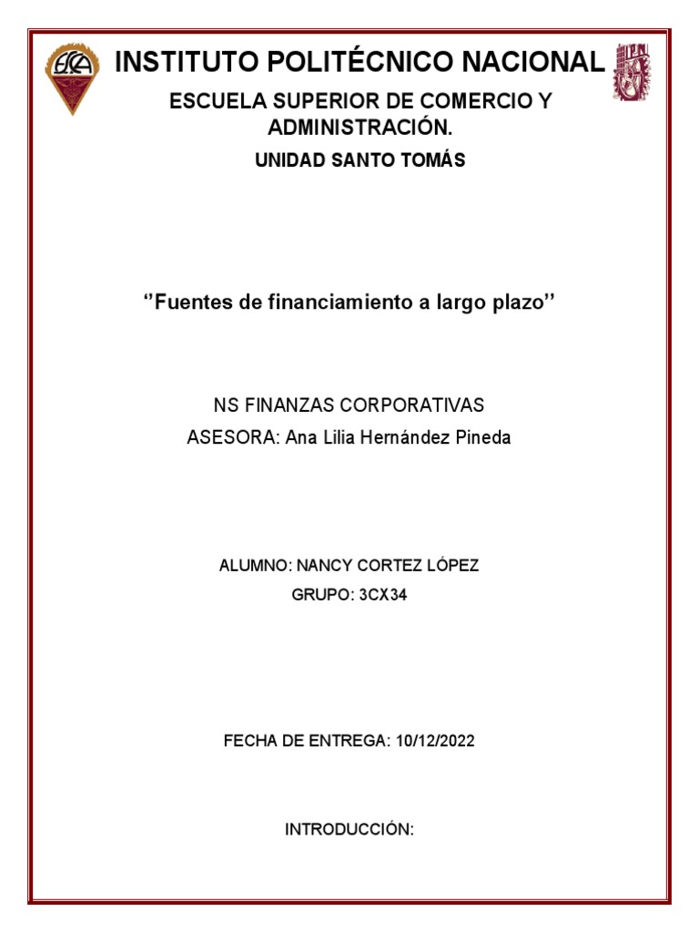 Fuentes de Financiamiento a Largo Plazo | PDF | Bancos | Ahorro