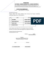 Surat Rekomendasi: Pengurus Majelis Wakil Cabang Nahdlatul Ulama Sukorejo