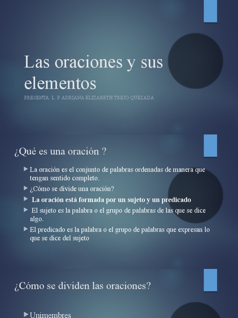 Elementos y Tipos de Oraciones | PDF | Artes del Lenguaje y Comunicación