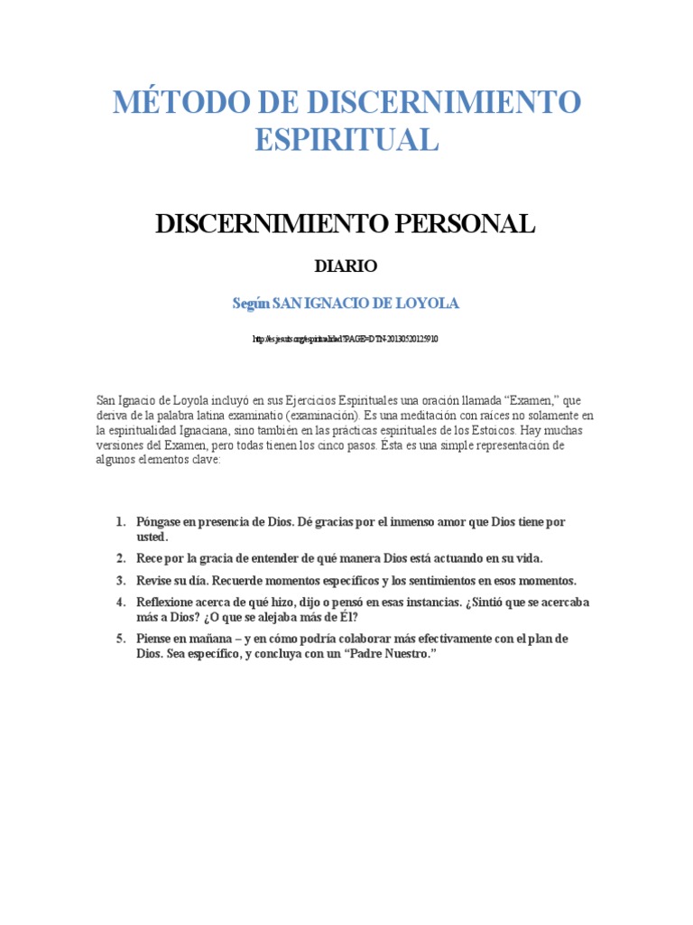 Pasos del Discernimiento Espiritual | PDF | Pecado | Ignacio de Loyola