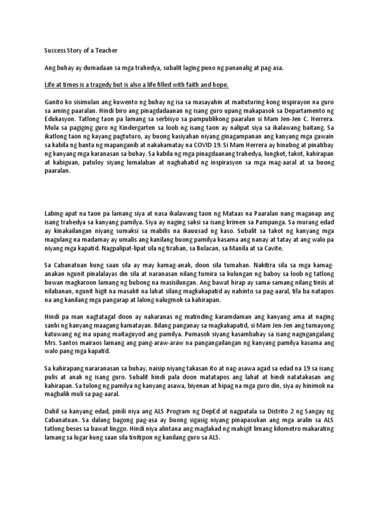 Success Story Of A Teacher Pdf