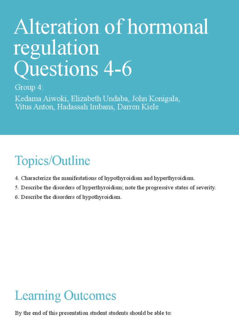 Group 4 - Alteration of Hormonal Regulation | PDF | Wellness | Self ...