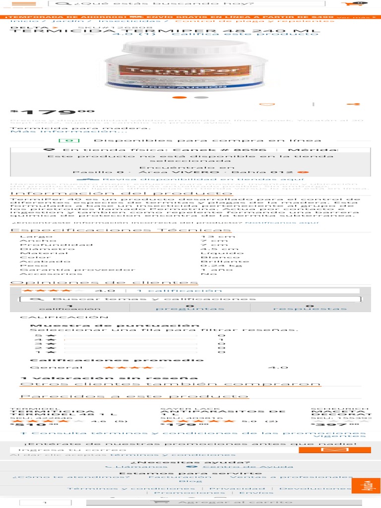 TERMICIDA TERMIPER 48 240 ML The Home Depot México | PDF
