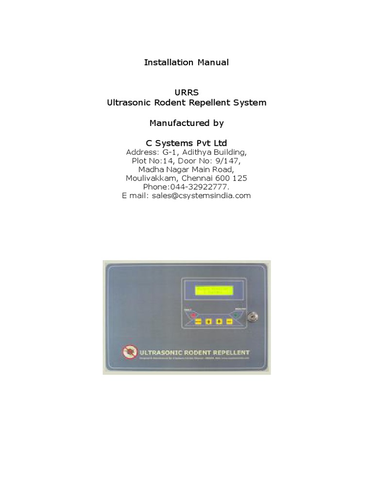 Installation Manual for Ultrasonic Rodent Repellent System (URRS | PDF ...