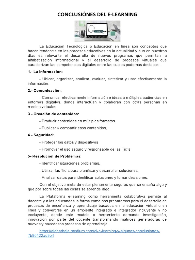 Conclusiones sobre E-Learning y Competencias | PDF | Arte | Informática