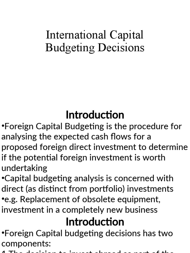 International Capital Budgeting Guide | PDF | Net Present Value ...