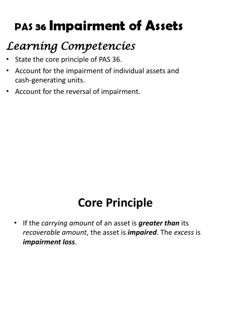Understanding PAS 36 Impairment of Assets | PDF | Goodwill (Accounting ...