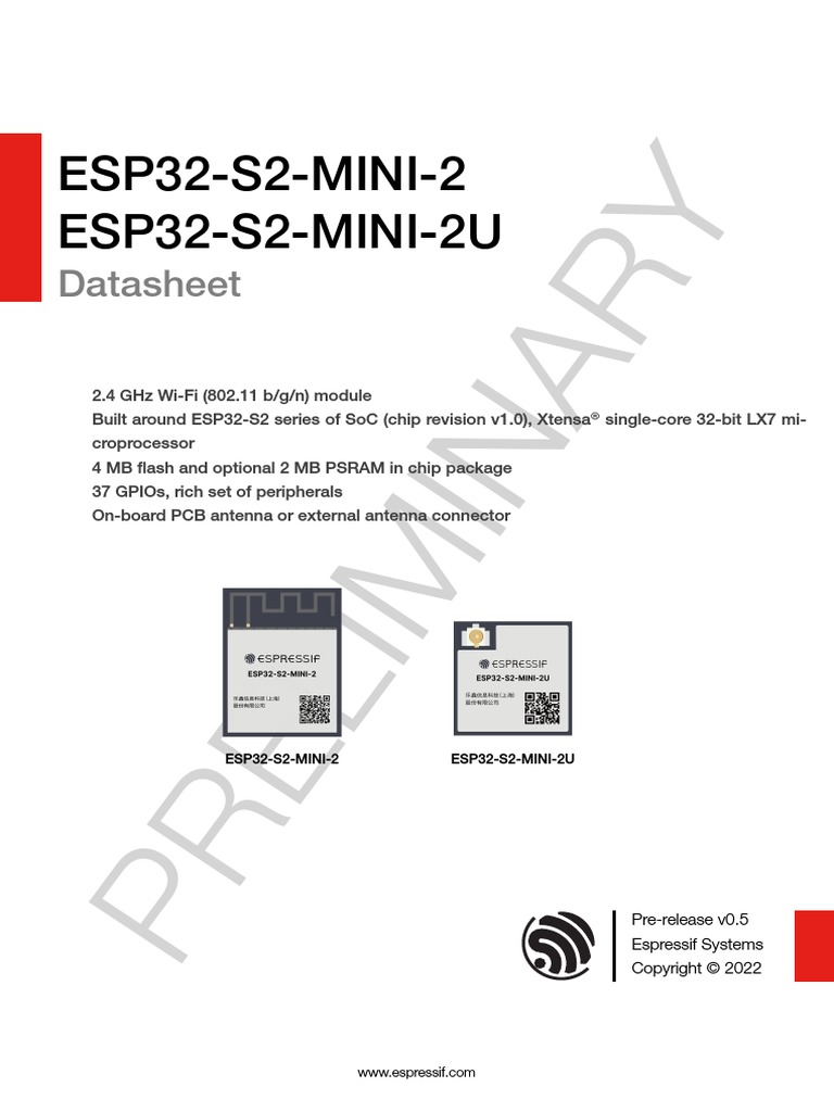 Esp32 s2 Mini 2 - Esp32 s2 Mini 2u - Datasheet - en | PDF | System On A ...
