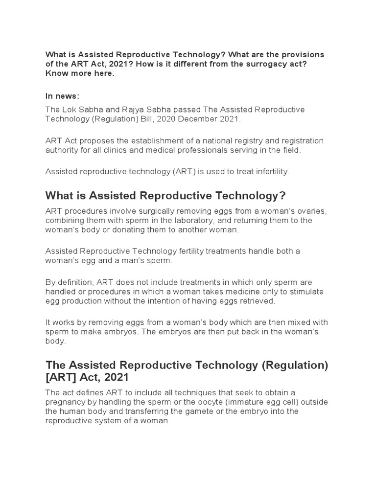 Assisted Reproductive Technology PDF Assisted Reproductive