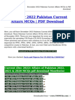 December 2022 Pakistan Current Affairs MCQs PDF Download