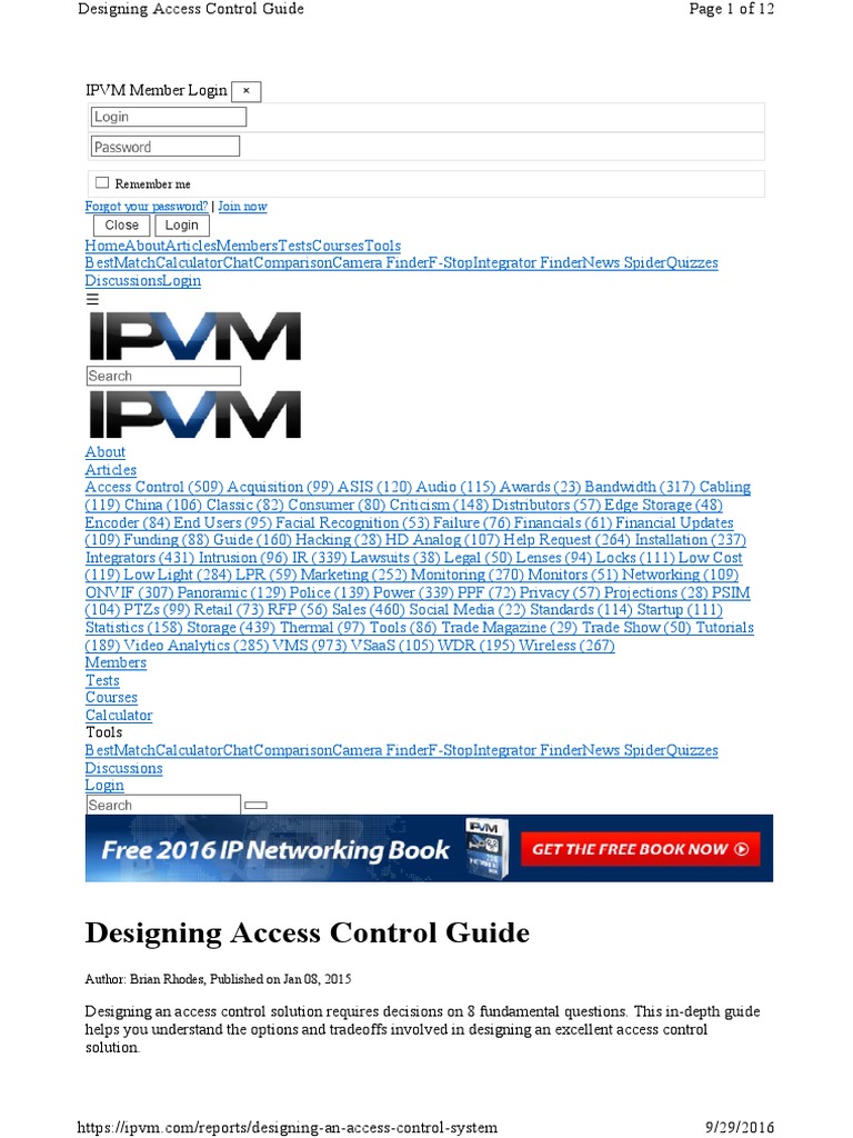 Access Control System Design Guide | PDF