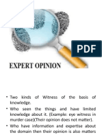 Expert Opinion in Evidence Law