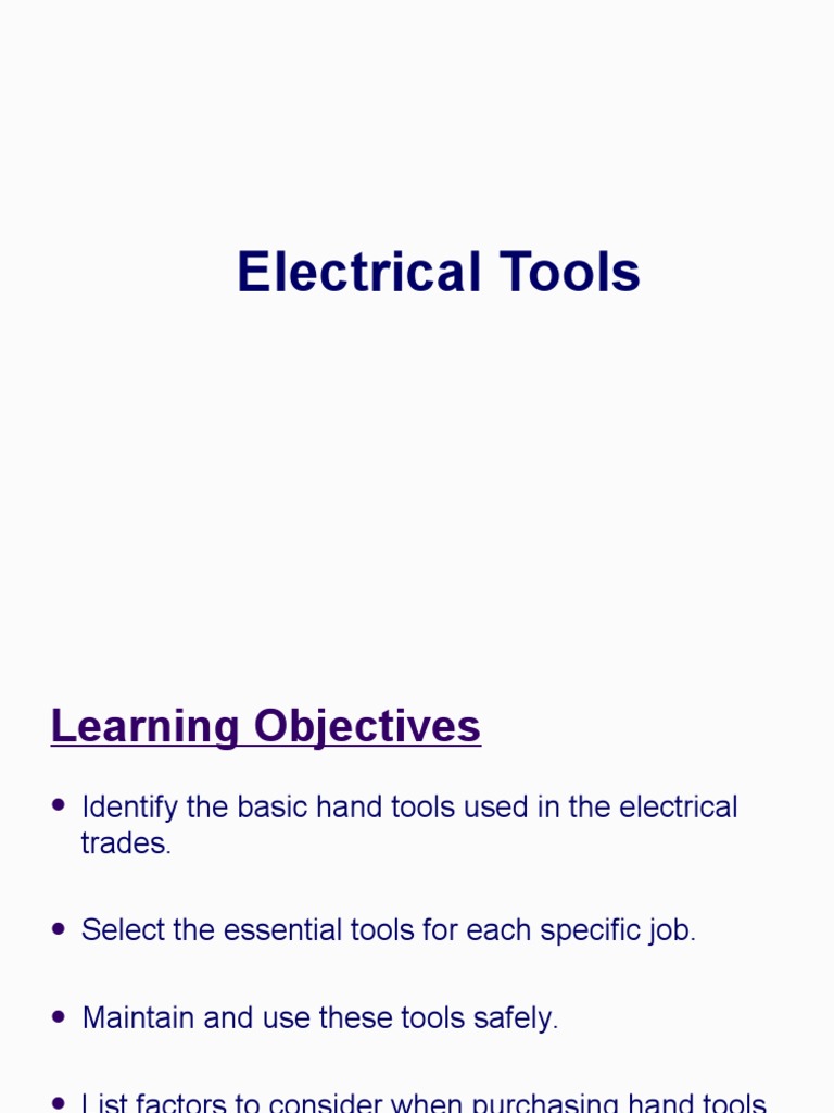 Electrical Tools | PDF | Screw | Electrical Wiring