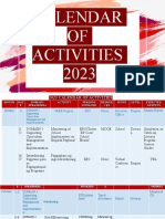 Calendar of Activities 2023