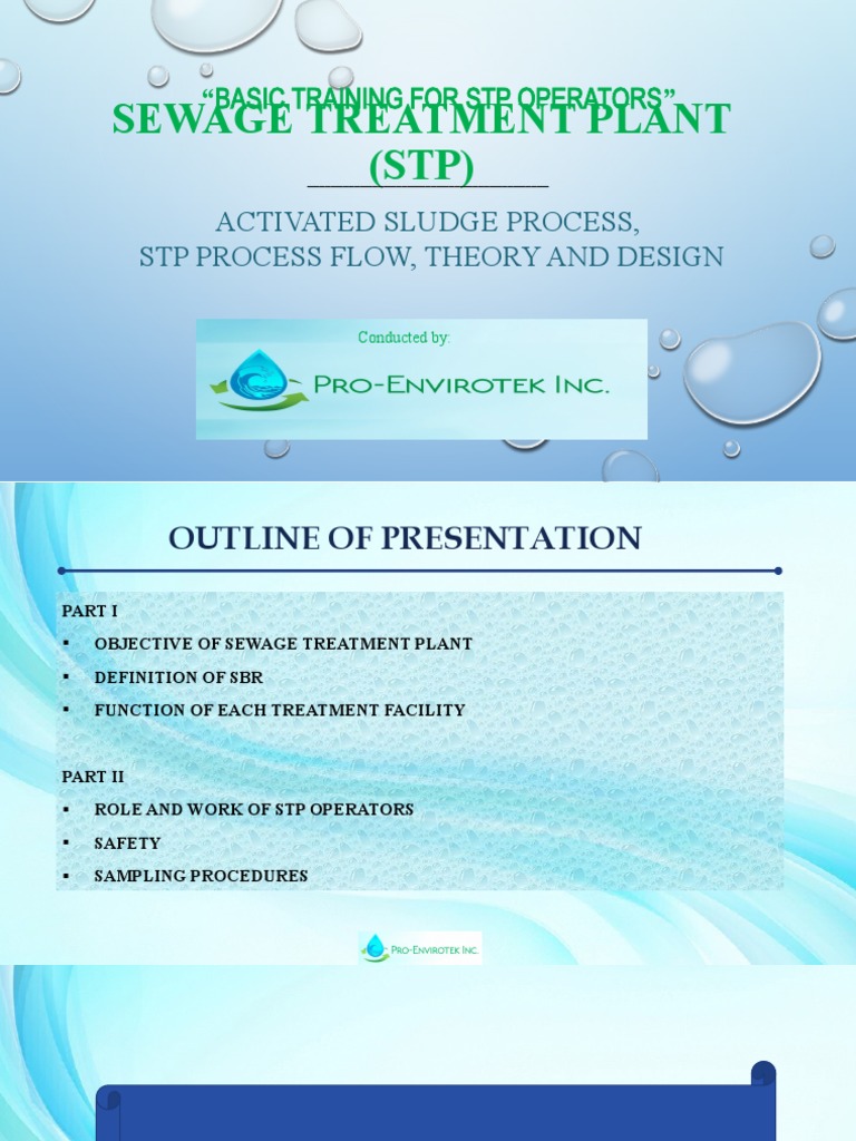 Operators Training Module Presentation PDF Sewage Treatment