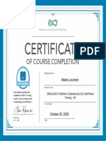 Official CC Course Completion Certificate - Official (ISC) Certified in Cybersecurity (CC) Self-Paced Training - 1M - Louchem