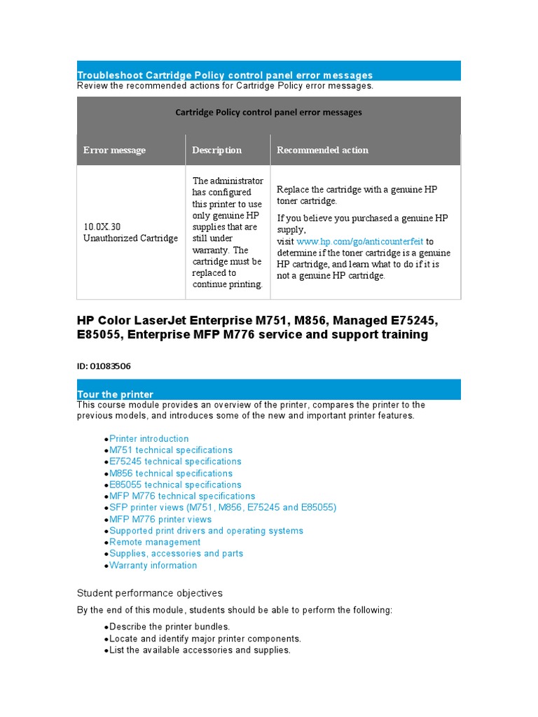 HP Color LaserJet Enterprise M751 | PDF | Printer (Computing) | Usb