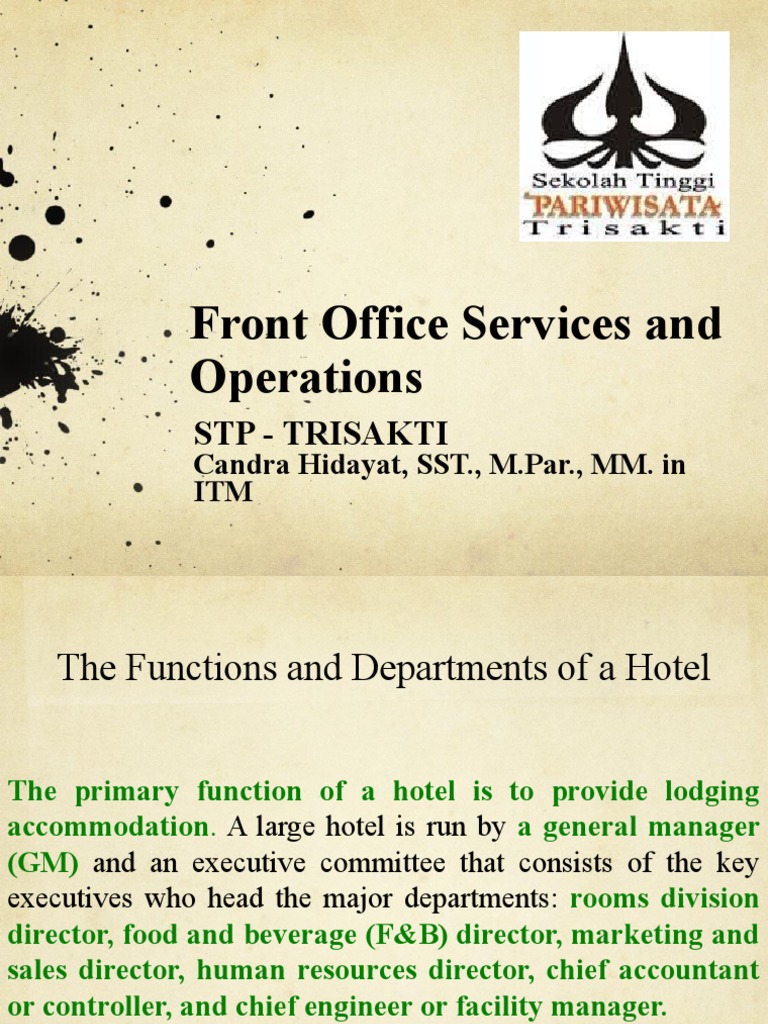 Chapter 3 Front Office Services and Operations PDF Point Of Sale