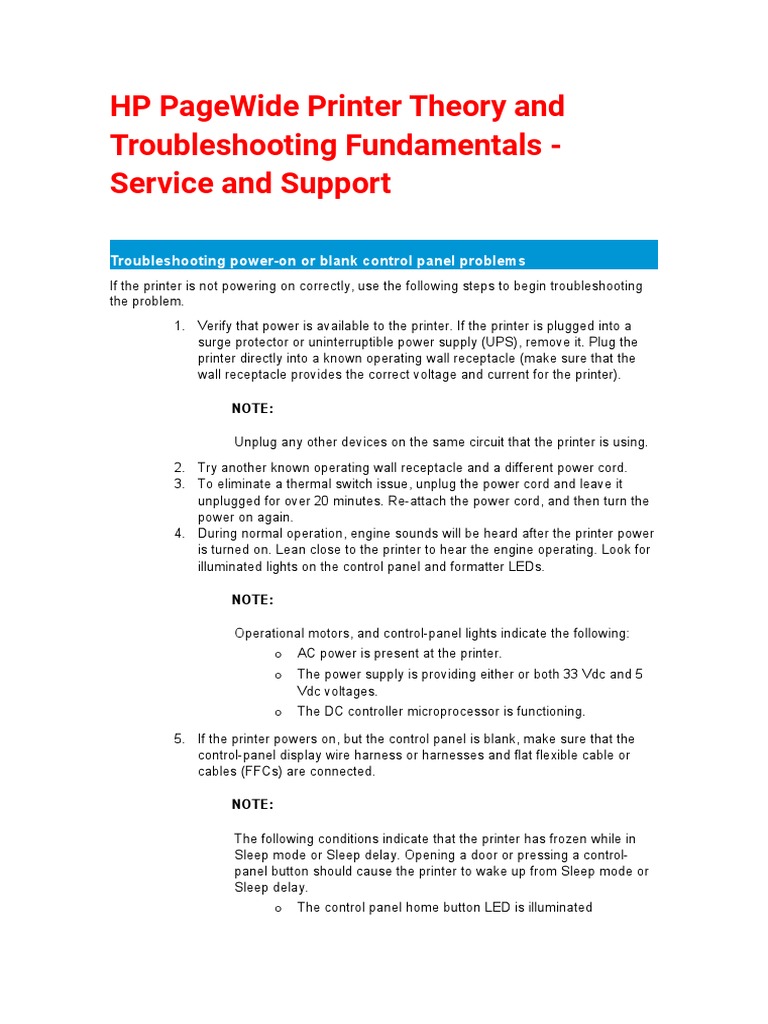 HP PageWide Printer Theory and Troubleshooting Fundamentals PDF