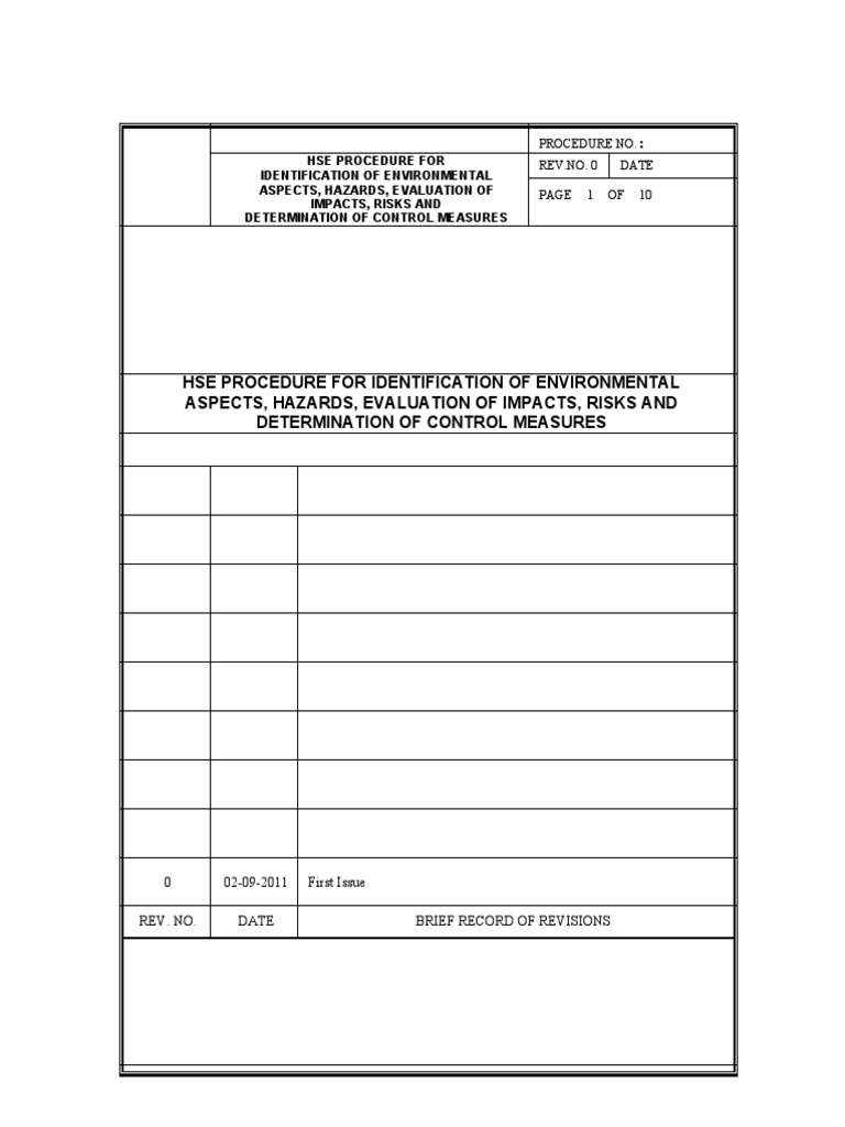 HSE Procedure for Environmental Impact Assessment | PDF | Risk | Hazards