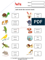 Pets Worksheets Look at the Picture and Circle the Correct Word (1)