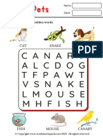Pets Worksheets Word Search