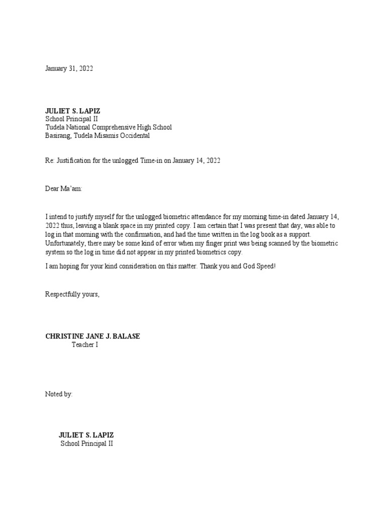 Justification Letter PDF