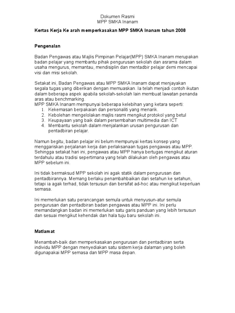 Kertas Konsep Peningkatan Badan Pengawas Sekolah Pdf