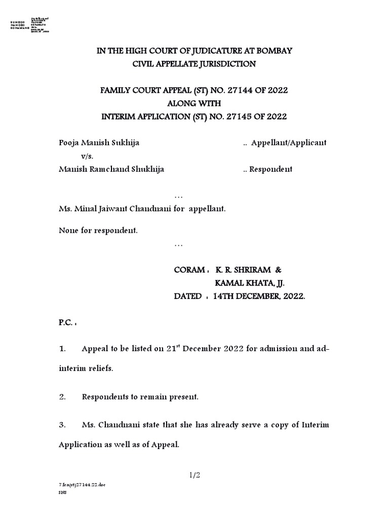 order-from-the-high-court-of-judicature-at-bombay-setting-a-hearing