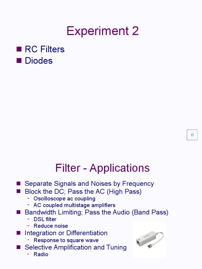 Electronics Lab: RC Filters & Diodes | PDF | Diode | Low Pass Filter