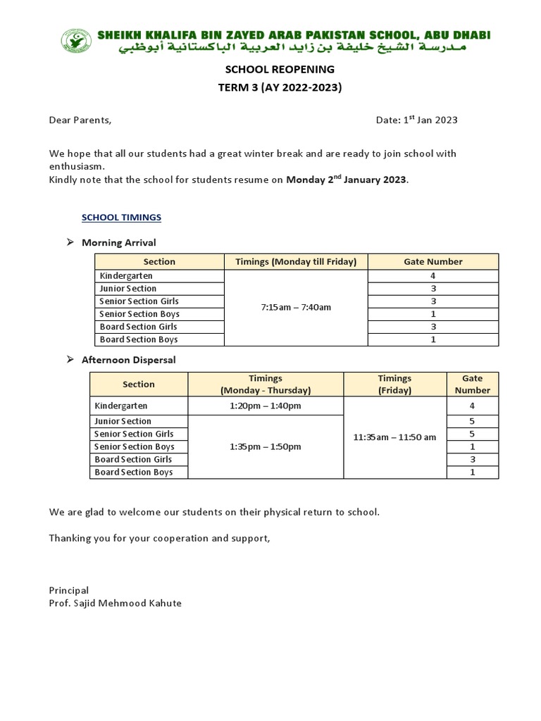 School Reopening Term 3 Notice | PDF