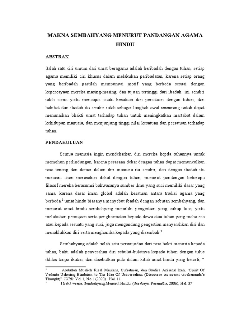 Makna Sembahyang Menurut Pandangan Agama Hindu | PDF | Agama ...