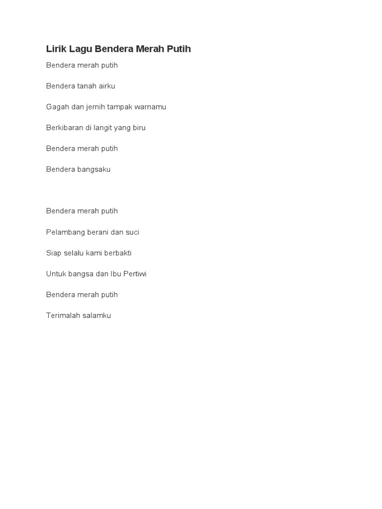 Lirik Lagu Bendera Merah Putih | PDF
