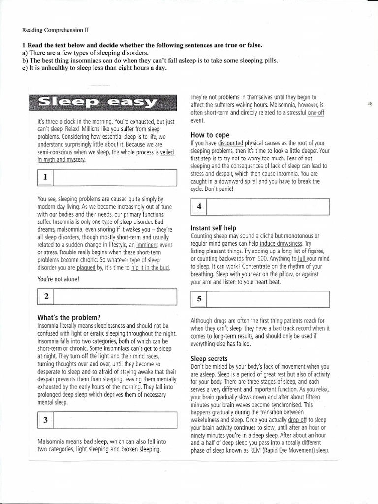 View of Sleep Easy - Exercises | PDF