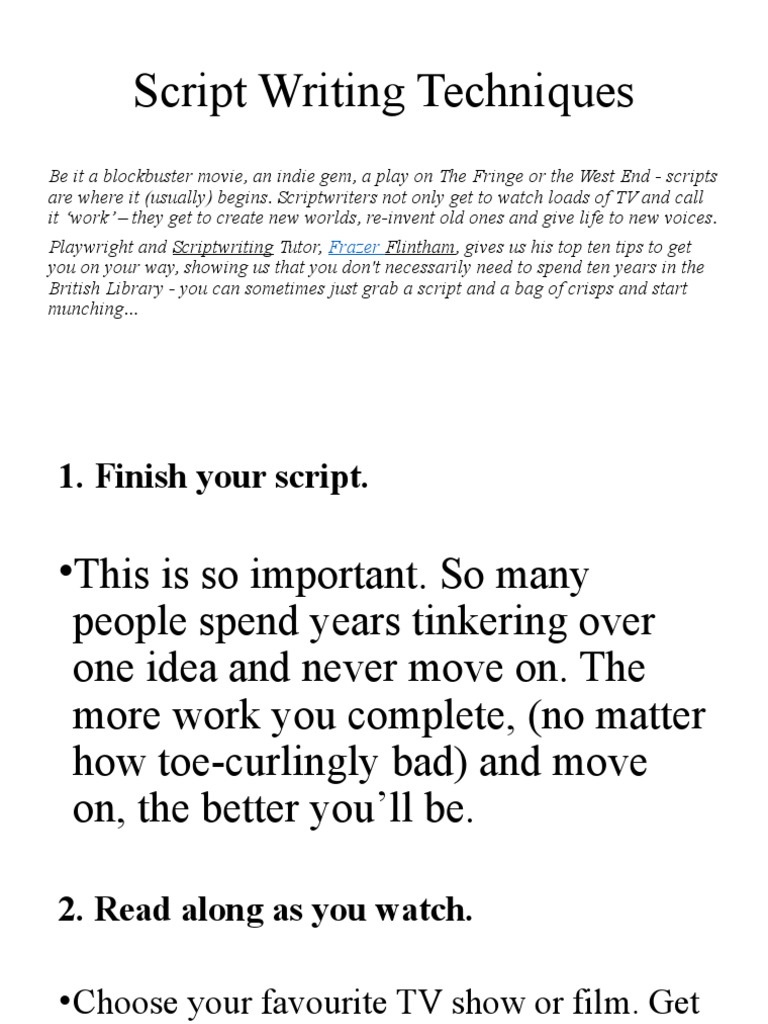 Script writing techniques pdf