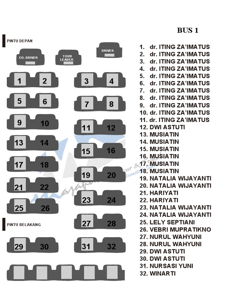 Denah Bus Legrest 32 Seat 2022 | PDF