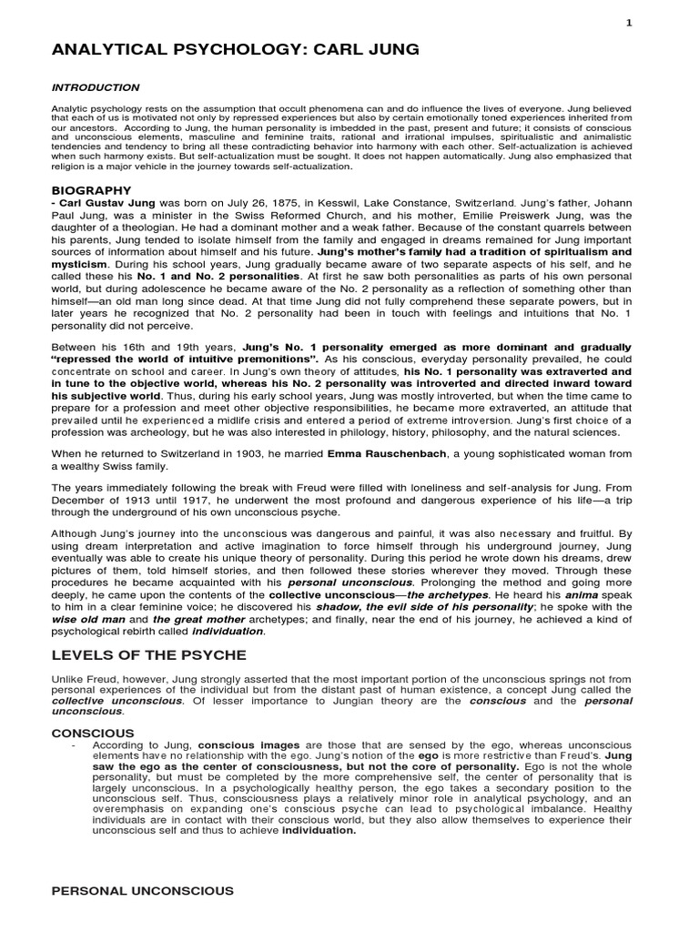 Lesson 3. Analytical Theory Carl Jung PDF | PDF | Unconscious Mind ...