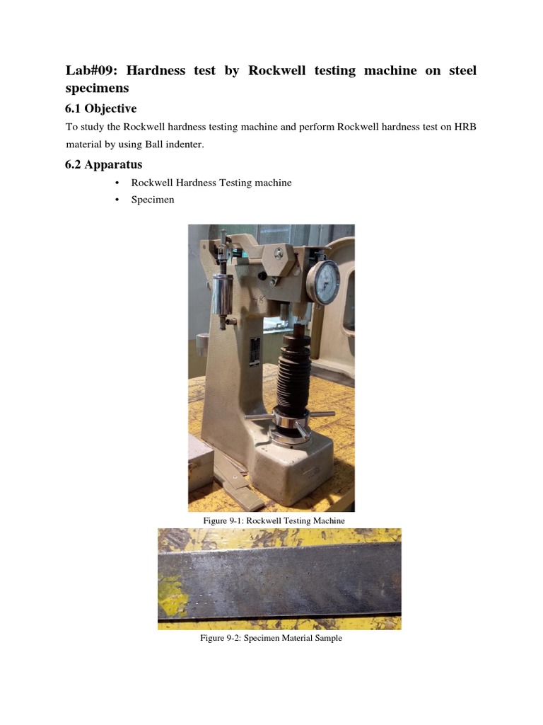 Lab 09 Hardness Test PDF Hardness Solid Mechanics
