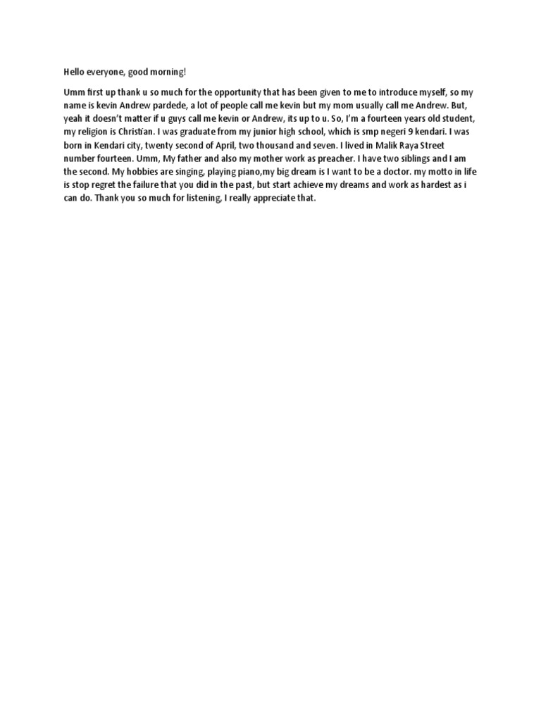 Introduction For English Class | PDF