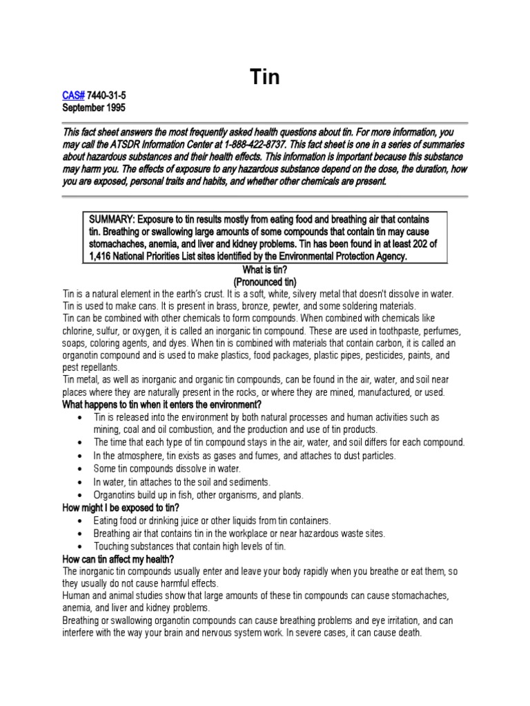 Tin | PDF | Tin | Chemical Substances