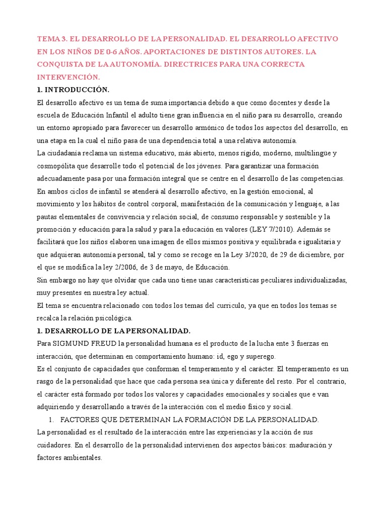 Desarrollo Afectivo en Niños de 0-6 Años | PDF | Teoría de apego | Las ...