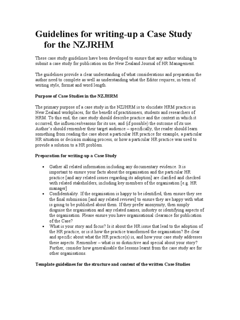 Guidelines For Writing HRM Case Studies  PDF  Case Study  Human