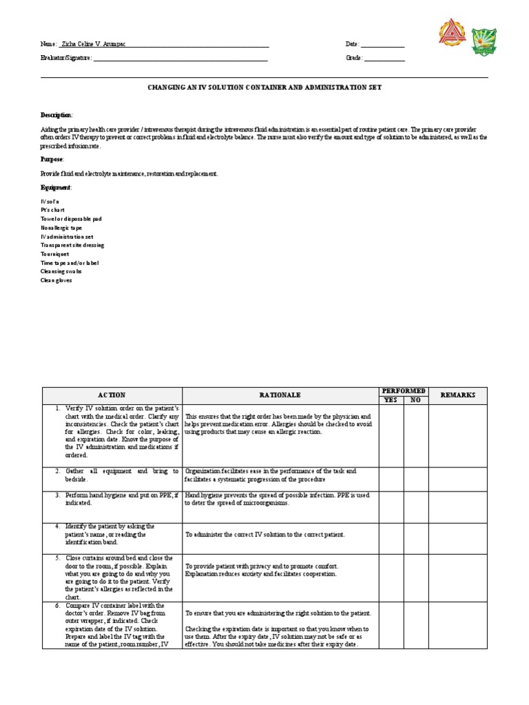 F - e Skills #23 - Changing An IV Solution Container and Administration ...
