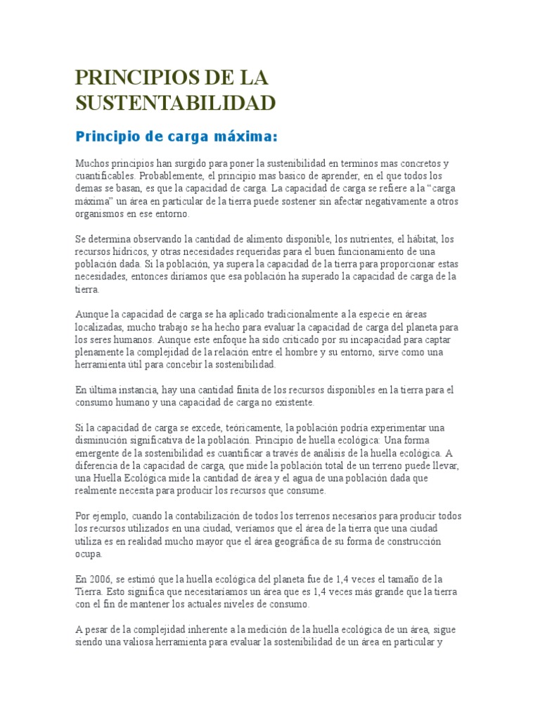 Principios Fundamentales de la Sustentabilidad | PDF | Sustentabilidad ...