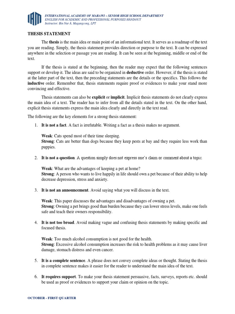 Thesis Statement Pdf Essays Thesis