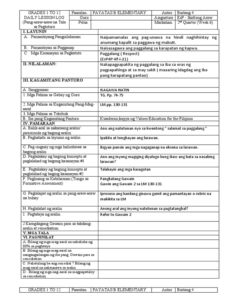 EsP Q2 Week6 Day 3 and Day4 | PDF